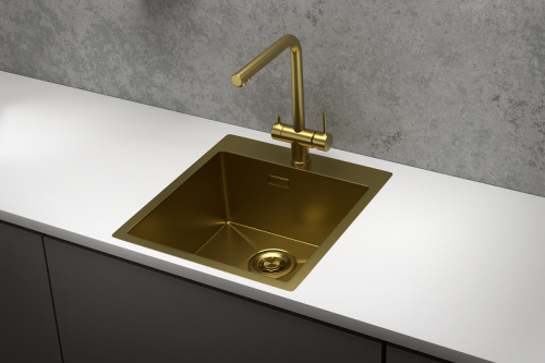 Кухонная мойка Granula 4600, ЗОЛОТО САТИН 45х50 цвет золото поверхность матовая