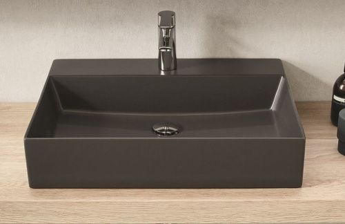 Раковина керамическая Puris Aspekt WTM480643 60х50 накладная цвет черный 1 отверстие под смеситель