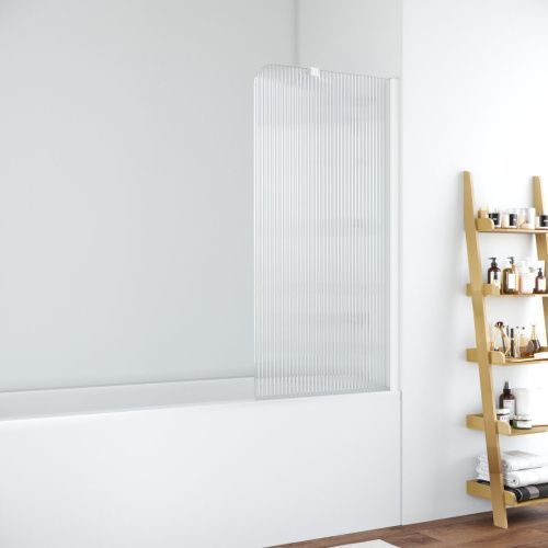 Душевая шторка на ванну Vegas-Glass EV+EV NOVO ST EV ST NOVO 76 01 Moru R 75х140 стекло рифленое профиль белый ориентация правая