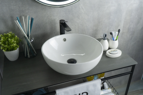 Раковина керамическая Gid Esfera 51103 40х40 накладная цвет белый без отверстий под смеситель