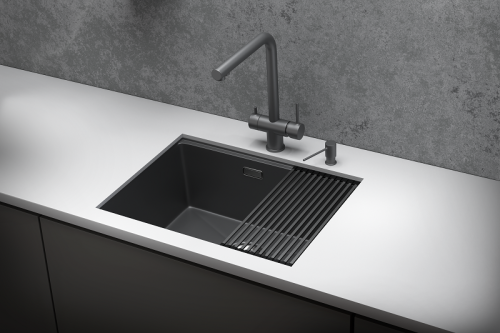 Кухонная мойка Granula Kitchen Space 6045U, ГРАФИТ МАТОВЫЙ 60х45 цвет черный поверхность матовая
