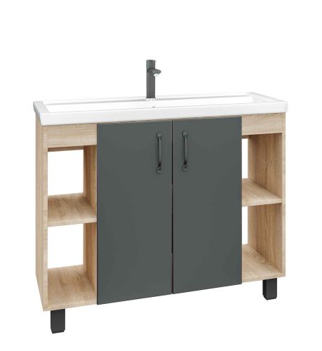 Тумба под раковину Grossman Флай 101002 100х40 напольная цвет серый/коричневый