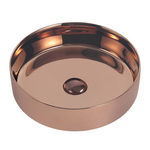 Раковина из сантехнического фаянса Abber BEQUEM AC2109RG 40х40 накладная цвет розовое золото без отверстий под смеситель