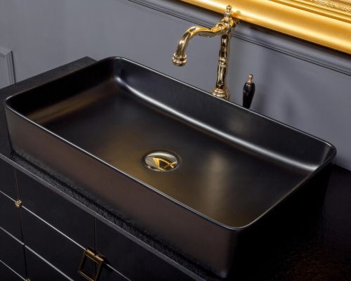 Раковина керамическая Armadi Art Vallessi 873 60х40 накладная цвет черный без отверстий под смеситель