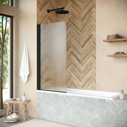 Душевая шторка на ванну Vegas-Glass EV+EV NOVO EV NOVO 70 02М 02 L 70х140 стекло рифленое профиль черный ориентация левая