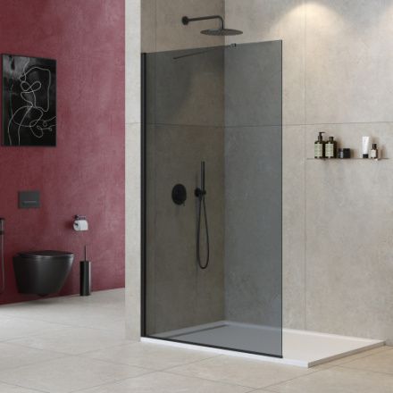 Душевая перегородка Cezares LIBERTA LIBERTA-L-1-TB-120-GR-NERO 120х195 стекло тонированное профиль черный