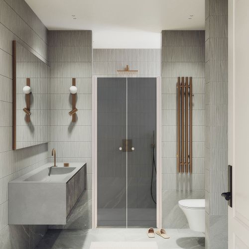 Душевая дверь Maybah Glass MGD-443-1 100х200 стекло тонированное профиль белый