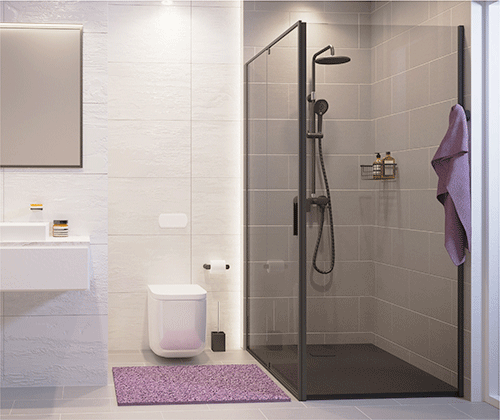 Душевой уголок Wasserkraft 74P03 90х90 стекло прозрачное профиль черный без поддона - фото 4