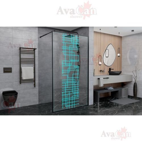 Душевая перегородка AvaCan LB120 120х200 стекло с рисунком профиль черный