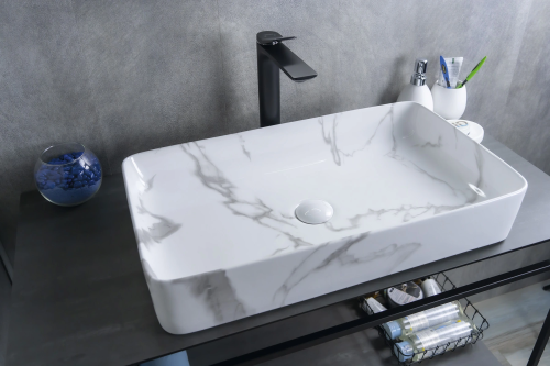 Раковина керамическая Gid Geométrico 54476 60х30 накладная цвет многоцветный без отверстий под смеситель