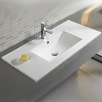 Раковина из сантехнического фарфора Melana 9080E-805 80х50 накладная цвет белый 1 отверстие под смеситель