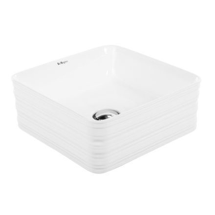 Раковина из сантехнического фаянса BelBagno BB1407 40х40 накладная цвет белый без отверстий под смеситель