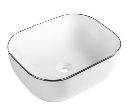 Раковина из сантехнического фаянса CeramaLux D1302H011 50х40 накладная цвет белый без отверстий под смеситель