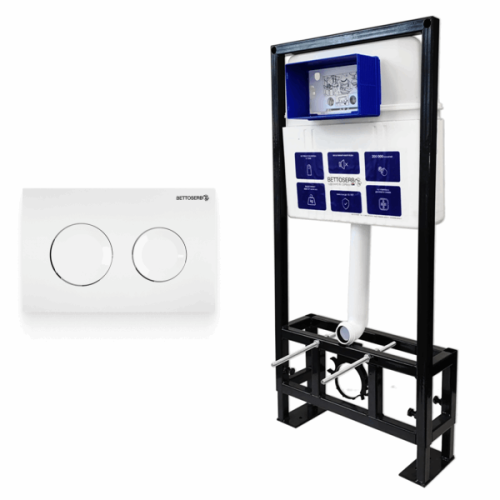 Инсталляция Bettoserb Sava Free Standing SFS40006466 с клавишей смыва COOL белый глянец круг.
