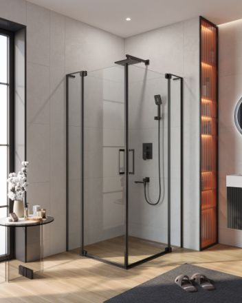 Душевой уголок Cezares SLIDER SLIDER-AH-2-80/90-90/100-C-NERO 90х80 стекло прозрачное профиль черный без поддона
