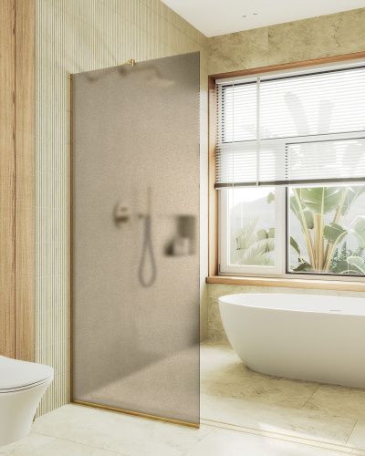 Душевая перегородка Maybah Glass MGD-685-3у 120х195 стекло тонированное профиль золото