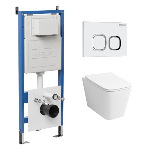 Инсталляция + кнопка смыва + унитаз Grossman Cosmo 97.4441S.02.000