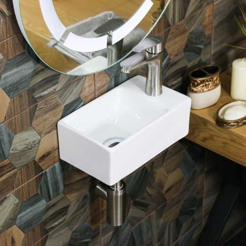 Раковина из сантехнического фарфора Melana 320349L-805 31х19 подвесная цвет белый 1 отверстие под смеситель