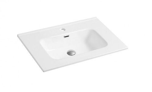 Раковина из сантехнического фаянса CeramaLux 9070D 70х50 встраиваемая цвет белый 1 отверстие под смеситель