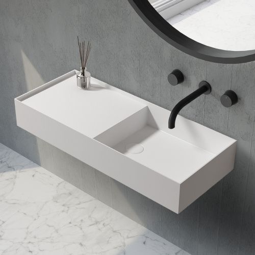 Раковина из искусственного камня Abber STEIN AS2648 80х40 подвесная цвет белый без отверстий под смеситель