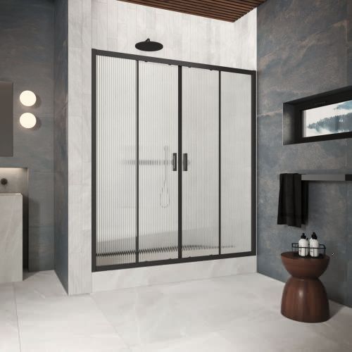 Душевая дверь Vegas-Glass Z2P Protec Z2P Protec h1900 220 02М Moru 220х190 стекло рифленое профиль черный