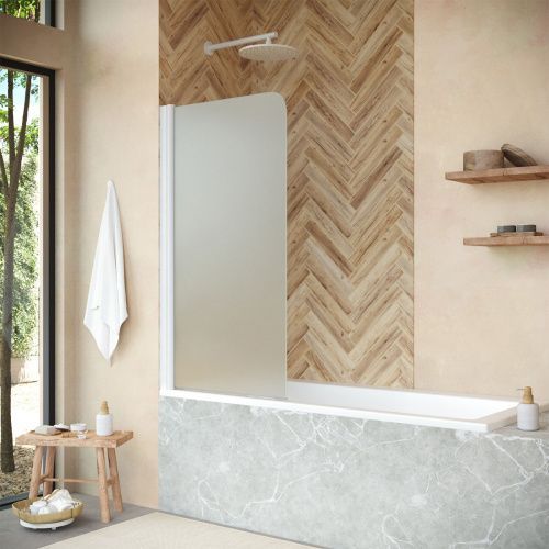 Душевая шторка на ванну Vegas-Glass EV+EV NOVO EV NOVO 76 01 10 L 75х140 стекло матовое профиль белый ориентация левая