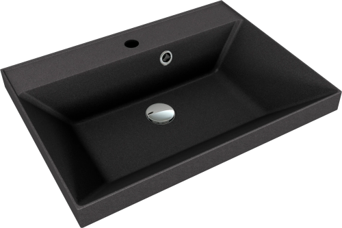 Раковина из искусственного камня Florentina Астория 600 10.170.00600.302 60х50 накладная цвет черный 1 отверстие под смеситель