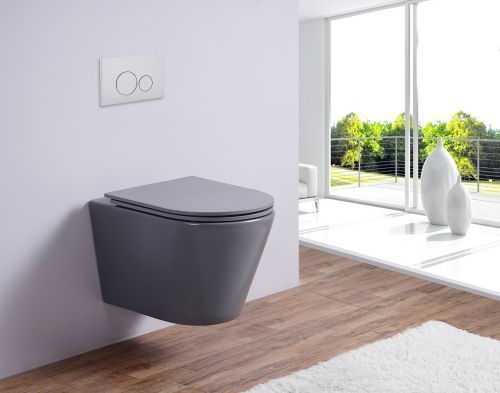 Унитаз подвесной Esbano CLAVEL ESUPCLAVGM серый с сиденьем микролифт безободковый каскадный смыв