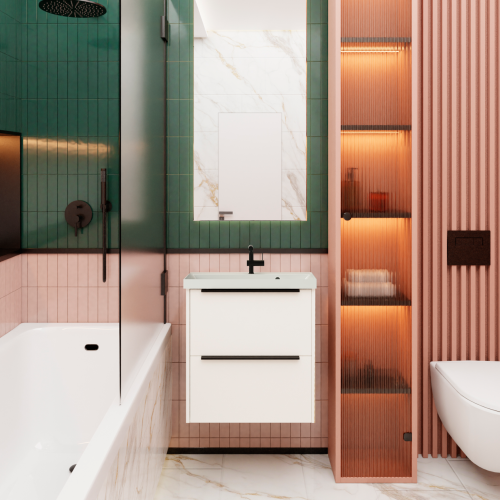 Тумба с раковиной La Fenice TESORO NFNC-01-TES-PB-60-2-3-60 60х50 подвесная цвет белый