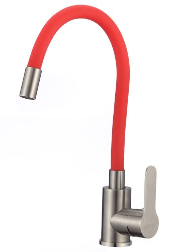 Смеситель для кухни D-Lin H155316-4 на мойку красный/сатин