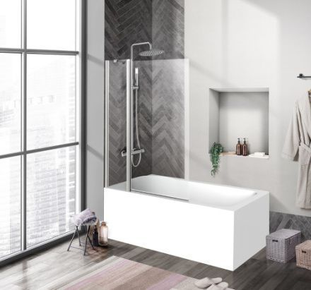 Душевая шторка на ванну BelBagno UNO UNO-V-11-90/150-C-Cr 90х150 стекло прозрачное профиль хром глянцевый ориентация универсальная