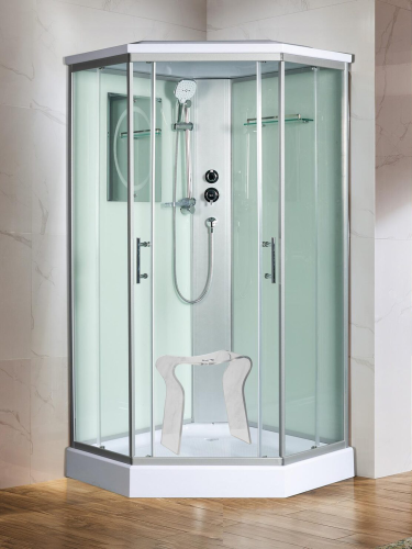 Душевая кабина WeltWasser WW500 10000003281 100х100 пятиугольная с крышей ориентация универсальная