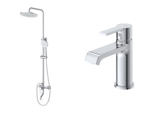 Комплект: стойка со смесителем BelBagno AURORA AURORA-VSCM/LVM-CRM настенный хром