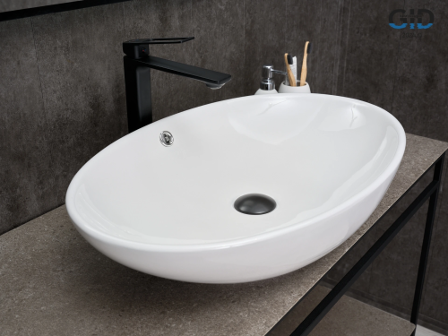 Раковина керамическая Gid Lago 51207 60х40 накладная цвет белый без отверстий под смеситель