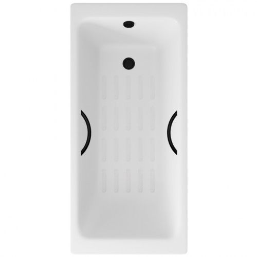 Ванна чугунная Delice Parallel DLR220504RB-AS 160х70 пристенная прямоугольная без ножек с черными матовыми ручками и антискользящим покрытием