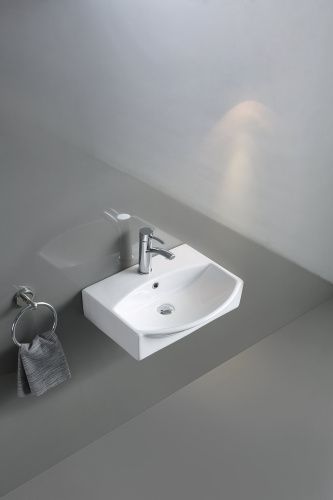 Раковина из сантехнического фаянса CeramaLux 78014C 50х40 подвесная цвет белый 1 отверстие под смеситель