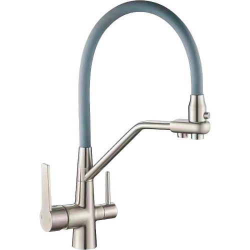 Смеситель для кухни D-Lin H159317 на мойку серый/сатин