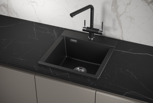 Кухонная мойка Granula 4701, ШВАРЦ 45х50 цвет черный поверхность матовая