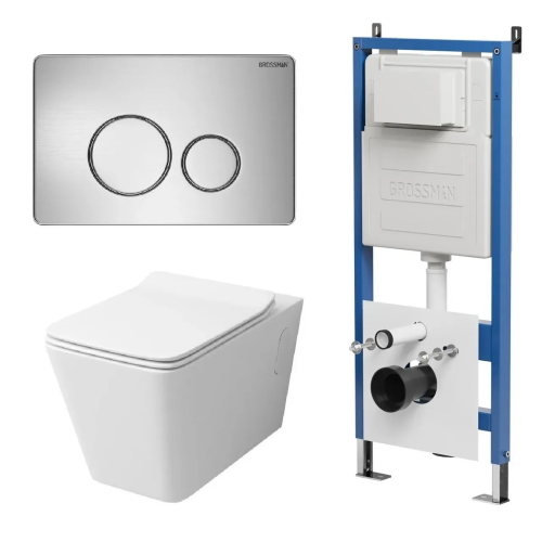 Инсталляция + кнопка смыва + унитаз Grossman Galaxy 97.4414S.05.12M