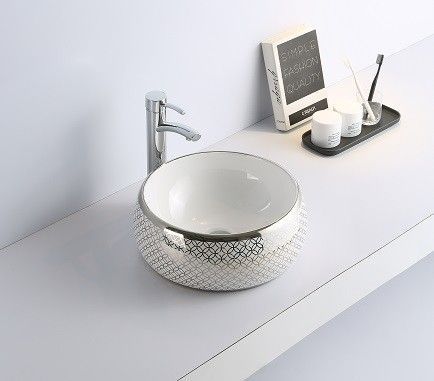 Раковина из сантехнического фаянса CeramaLux 5004SP 40х40 накладная цвет белый без отверстий под смеситель