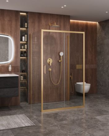 Душевой уголок Cezares MOLVENO MOLVENO-AH-12-120/90-C-BORO-IV 120х90 стекло прозрачное профиль золото без поддона