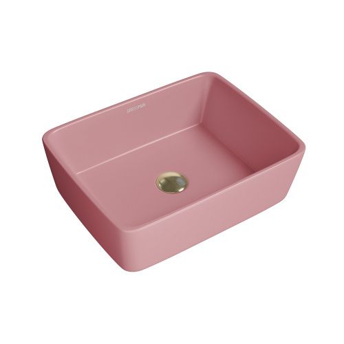 Раковина из сантехнического фаянса Grossman Color GR-3016PIM 50х40 накладная цвет розовый без отверстий под смеситель