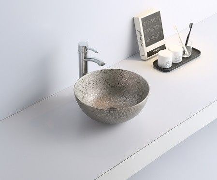 Раковина из сантехнического фаянса CeramaLux 7226SS 40х40 накладная цвет хром без отверстий под смеситель