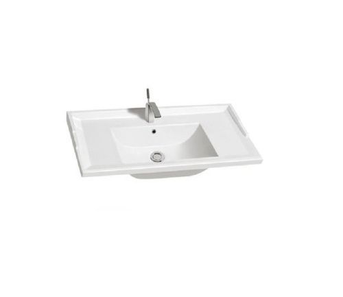 Раковина из сантехнического фаянса CeramaLux 840-90 90х50 встраиваемая цвет белый 1 отверстие под смеситель