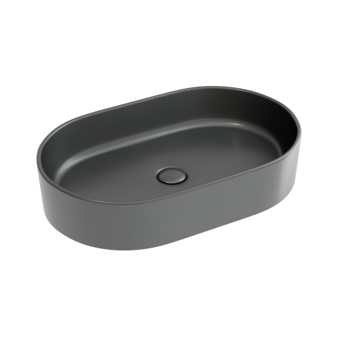 Раковина из сантехнического фарфора Ceramica Nova ELEMENT CN6048MDH 60х40 накладная цвет черный без отверстий под смеситель