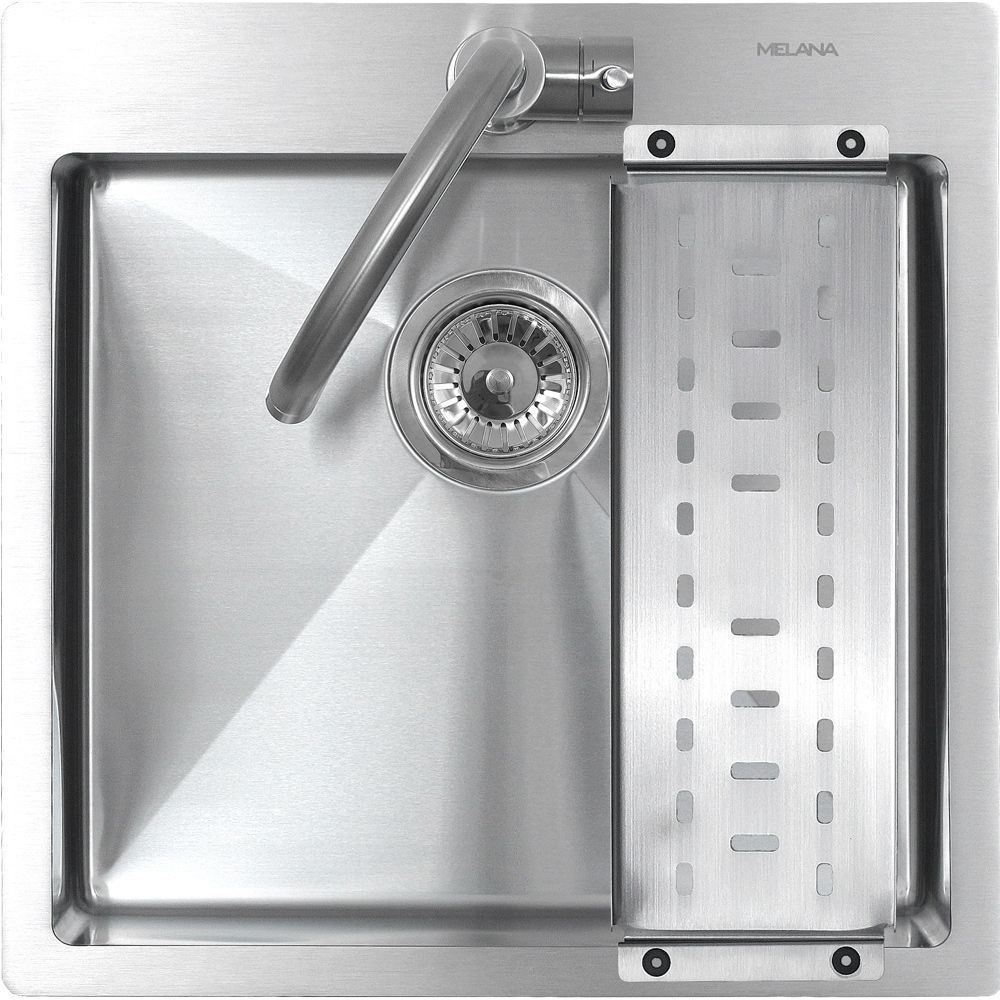 Кухонная мойка Melana ProfLine MLN-R5050H+коландер 50х50 цвет серый поверхность матовая