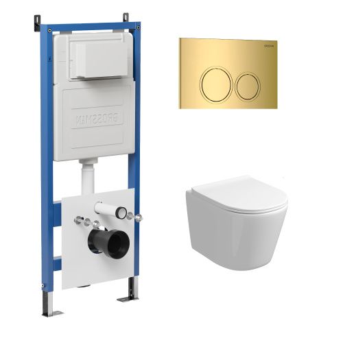 Инсталляция + кнопка смыва + унитаз Grossman Galaxy 97.4477S.01.300