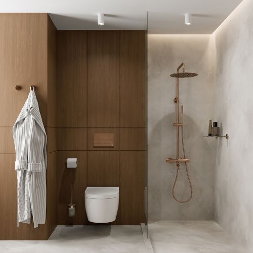 Душевая стойка Wasserkraft A18301 настенная цвет розовое золото с термостатом