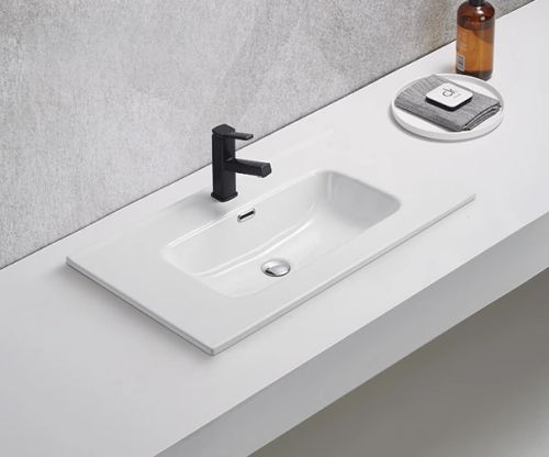 Раковина керамическая Gid Integrado 71157 80х50 встраиваемая цвет белый 1 отверстие под смеситель