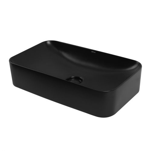 Раковина из сантехнического фаянса Abber RECHTECK AC2204MB 60х40 накладная цвет черный без отверстий под смеситель